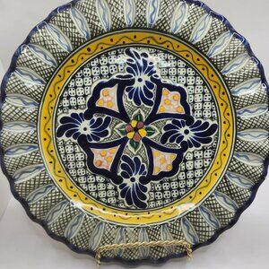 Vintage Hand Painted Mexican Talavera Pottery Plate